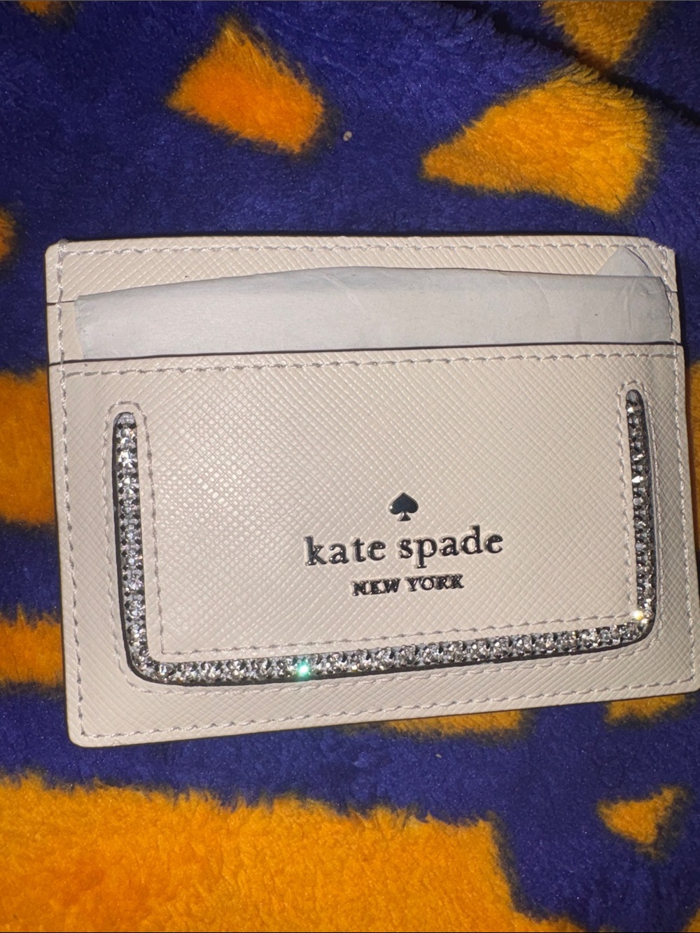 NWT RARE kate spade White Crystal-Trim Card & Key Holder